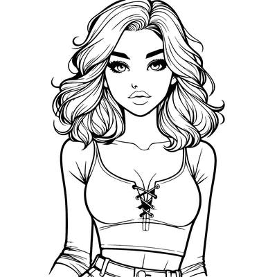 realistic girl with crop-top