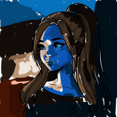 realistic girl with a high ponytail