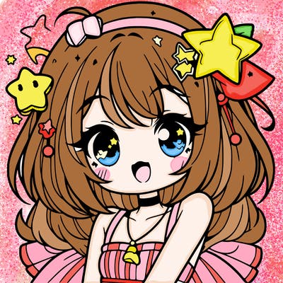 cute anime girl with star accessories
