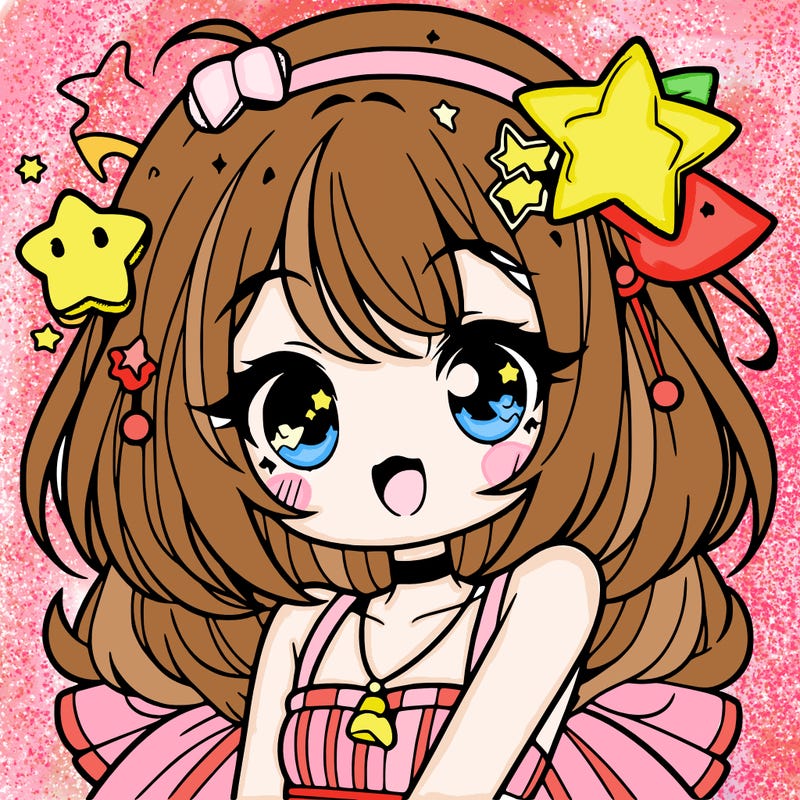 cute anime girl with star accessories
