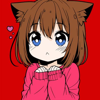 shy anime catgirl