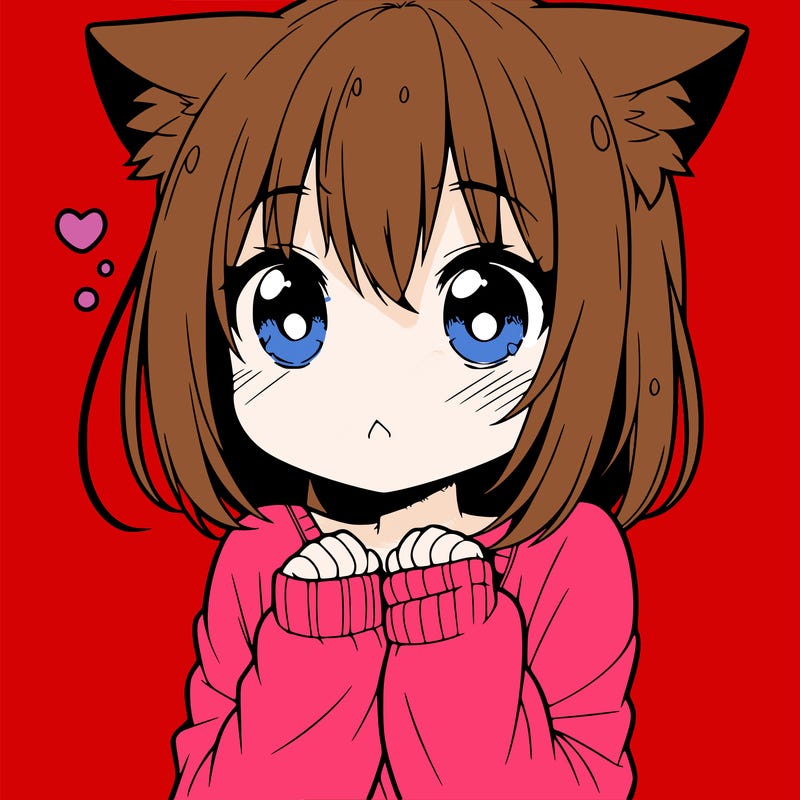 shy anime catgirl