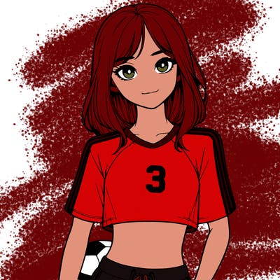 realistic girl wearing soccer jersey