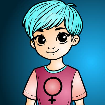 girl with pixie cut and feminist shirt