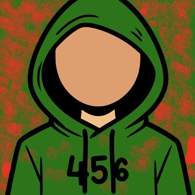 a person with non face waering a hoodie with a 456 symbol