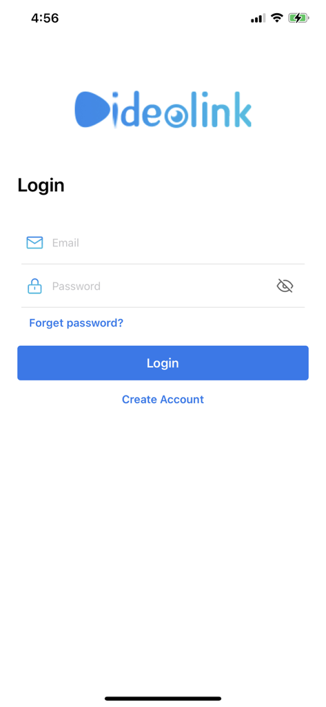 VideoLink - VideoLink app login interface showing email and password input fields
