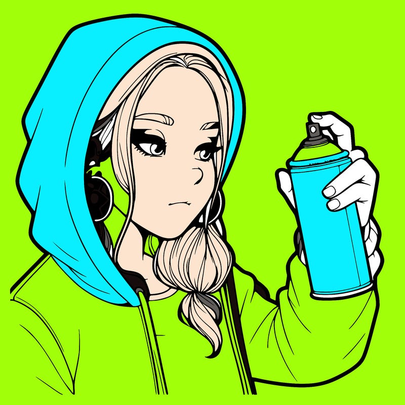 a realistic girl, spray painting