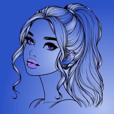 realistic girl with a ponytail on her hair and lips