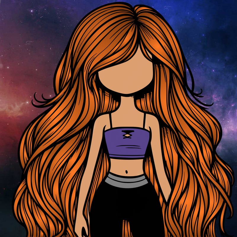 girl with really long hair in a crop top and leggings