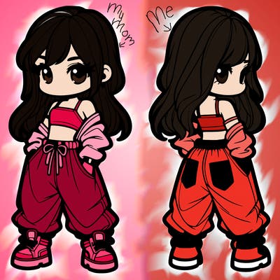 girl in crop top and baggy pants