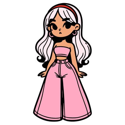 girl in crop top and bell-bottoms