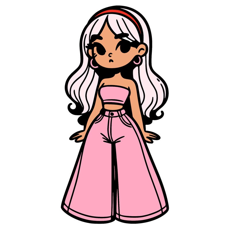 girl in crop top and bell-bottoms