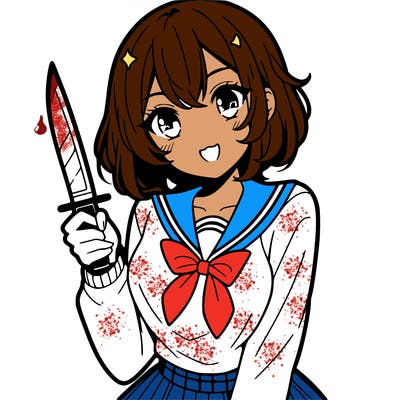 anime girl with a knife