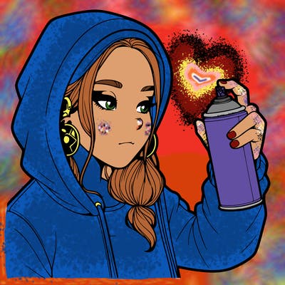 a realistic girl, spray painting