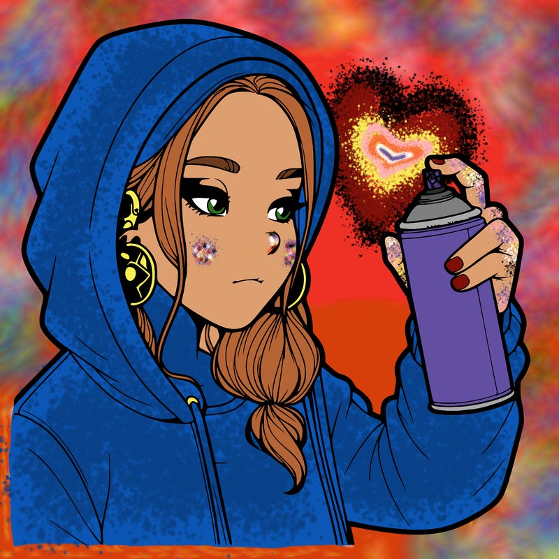 a realistic girl, spray painting