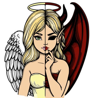 realistic angel half demon