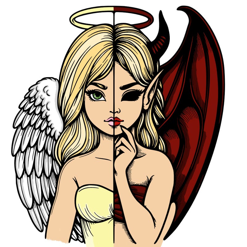 realistic angel half demon