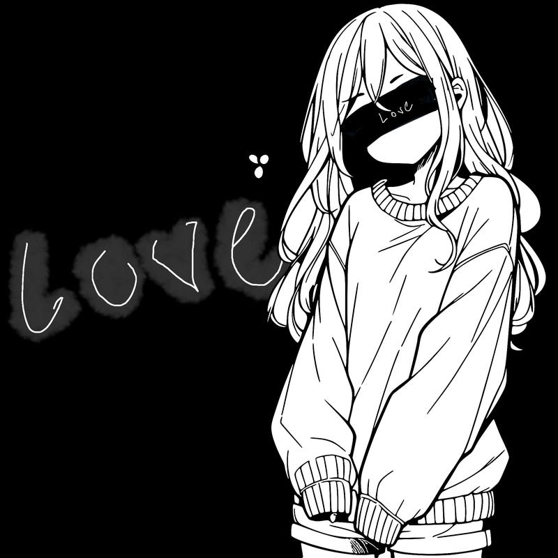 manga teen girl  in a sweater and baggy pants