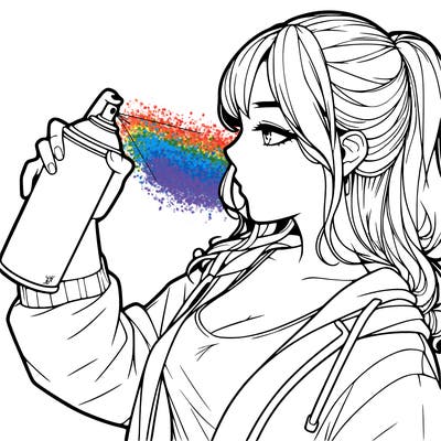 a realistic girl spray, painting