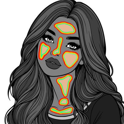 realistic girl with hair on her hair and lips