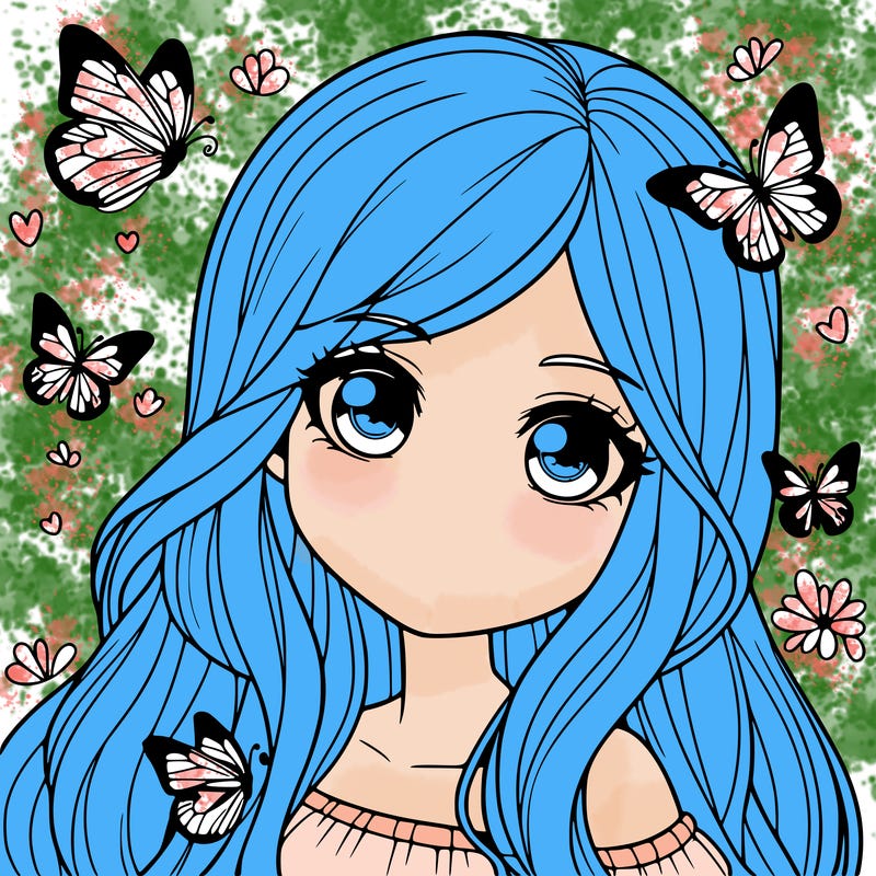 realistic girl with butterflies around her