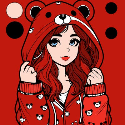 realistic girl in a animal pjs hoodie