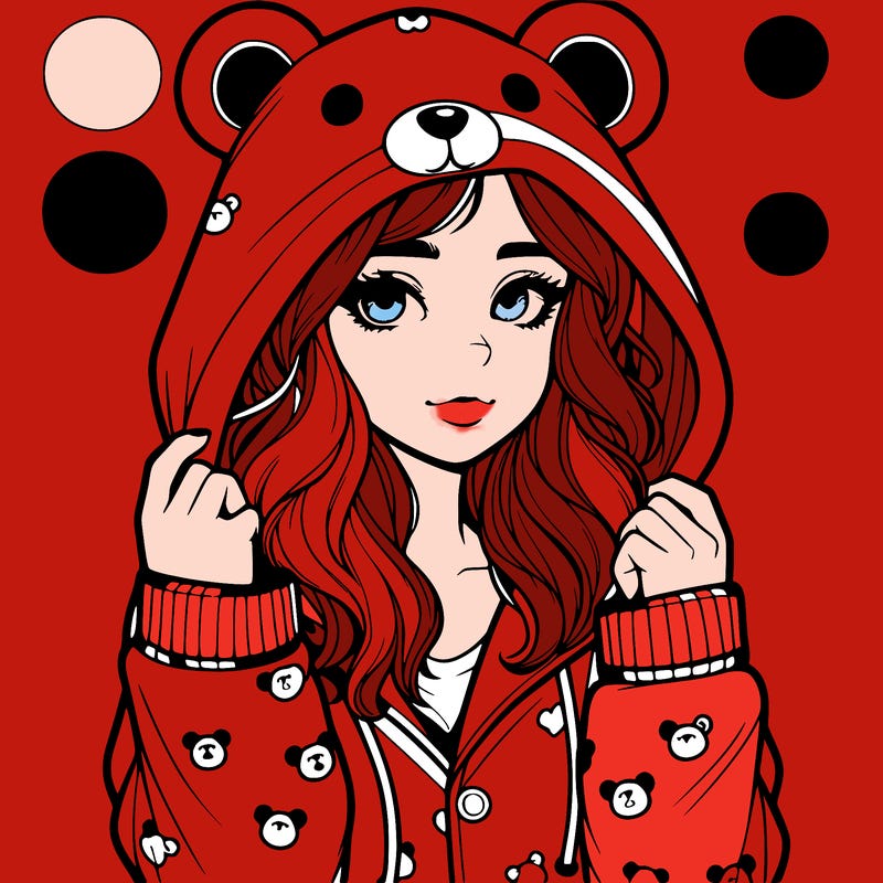 realistic girl in a animal pjs hoodie