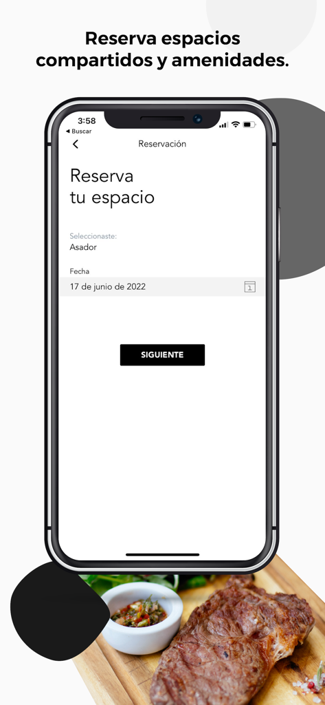La Nube - La Nube app interface showing a reservation screen for shared spaces and community amenities such as a grill