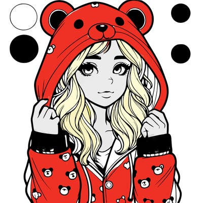 realistic girl in a animal pjs hoodie