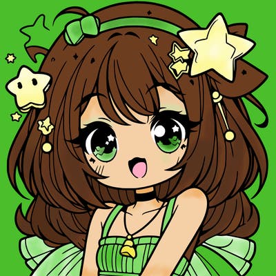 cute anime girl with star accessories