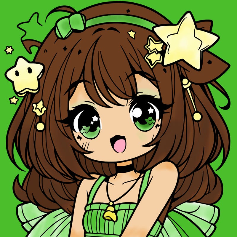 cute anime girl with star accessories