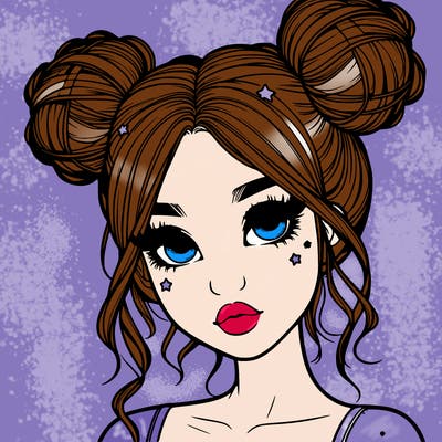 realistic girl with space buns