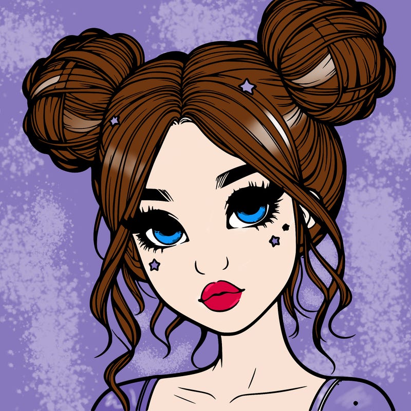 realistic girl with space buns