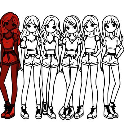 a group of girls wearing crop tops and shorts