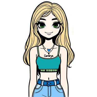 girl with crop top and a necklace that says cambrya