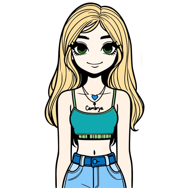 girl with crop top and a necklace that says cambrya