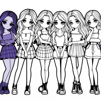 a group of girls realistic