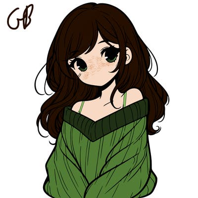 shy pretty girl wearing a sweater that is falling off one shoulder portrait