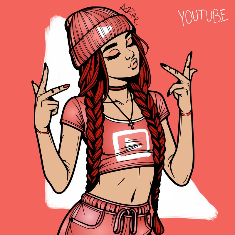 realistic teenage girl with braids and a beanie and crop top doing 🫶🏼