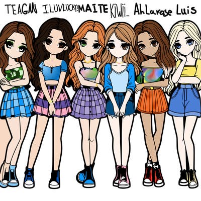 a group of girls realistic