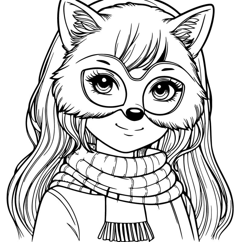 girl wearing a wolf mask realistic