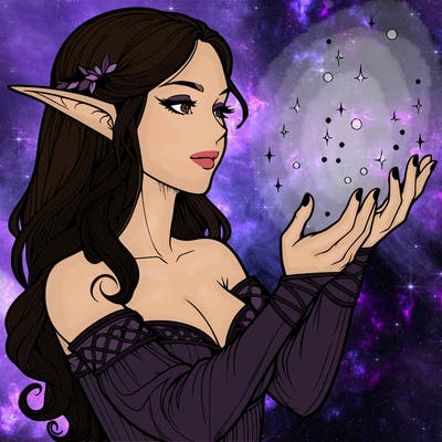 realistic elf girl doing magic