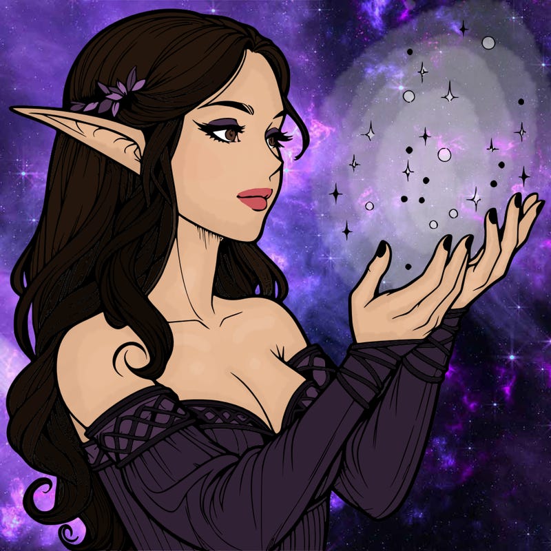 realistic elf girl doing magic