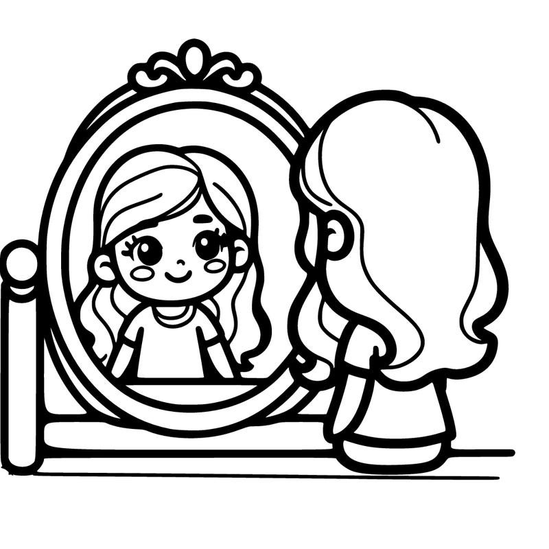 mirror with a reflection of a girl