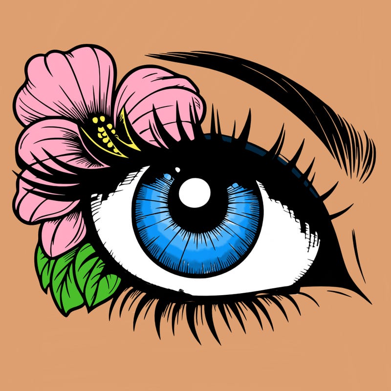 realistic eye with flower