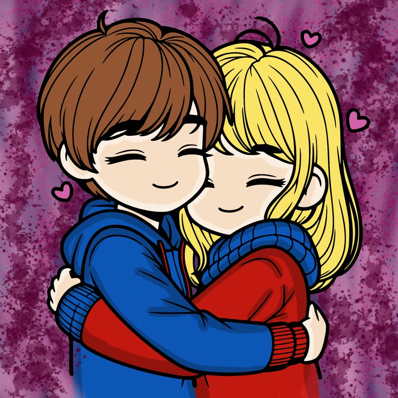 cute realistic couple hugging