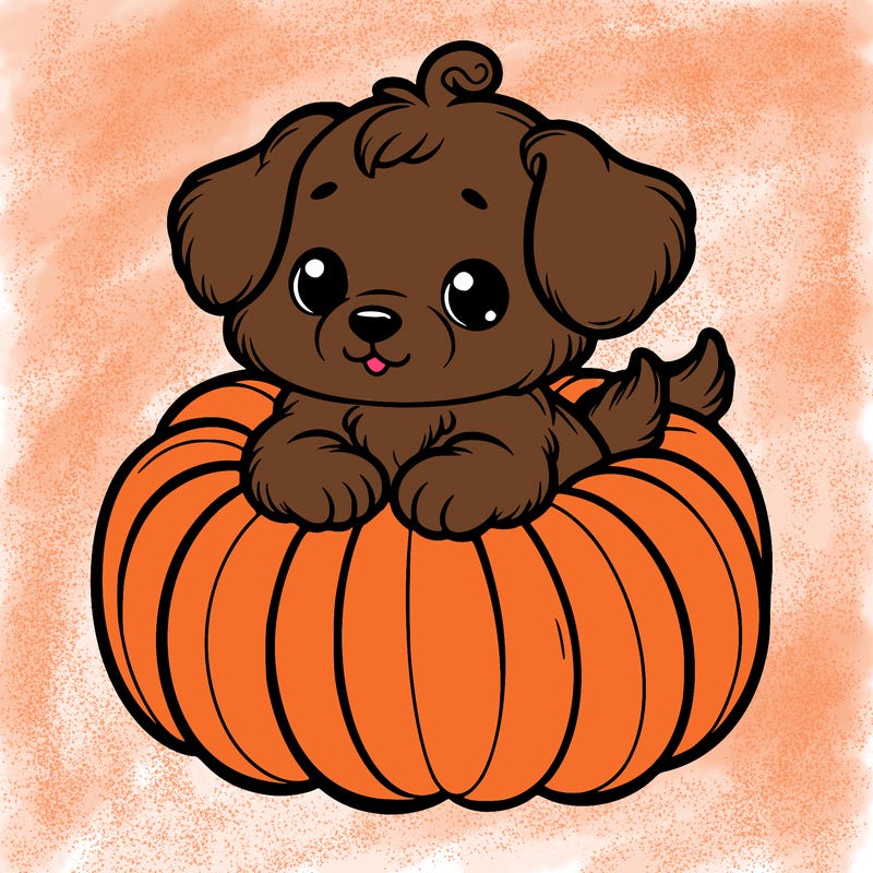 cute little puppy in a pumpkin