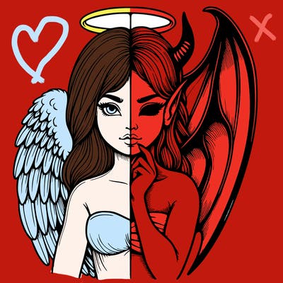 realistic angel half demon