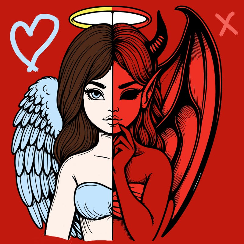 realistic angel half demon