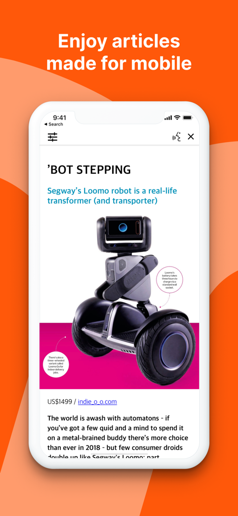 Pocketmags Digital Newsstand - A digital magazine article about robotics optimized for mobile reading on the Pocketmags app.